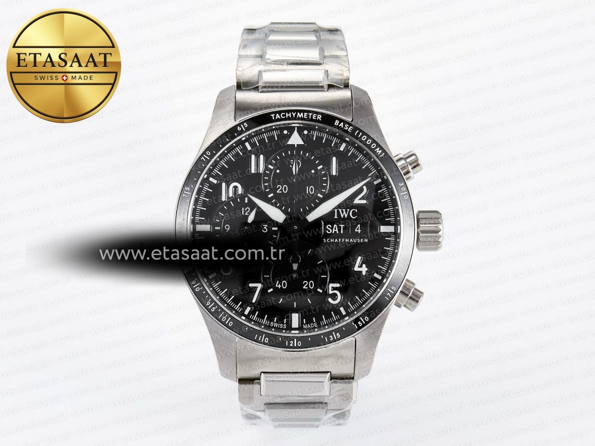 Pilot’s Watch IW388307 BLSF 1:1 Best Edition Performance Chronograph 41mm Mercedes-AMG F1 Team SS Black Dial On Stainless steel bracelet A7750 to 69385 - Görsel 3