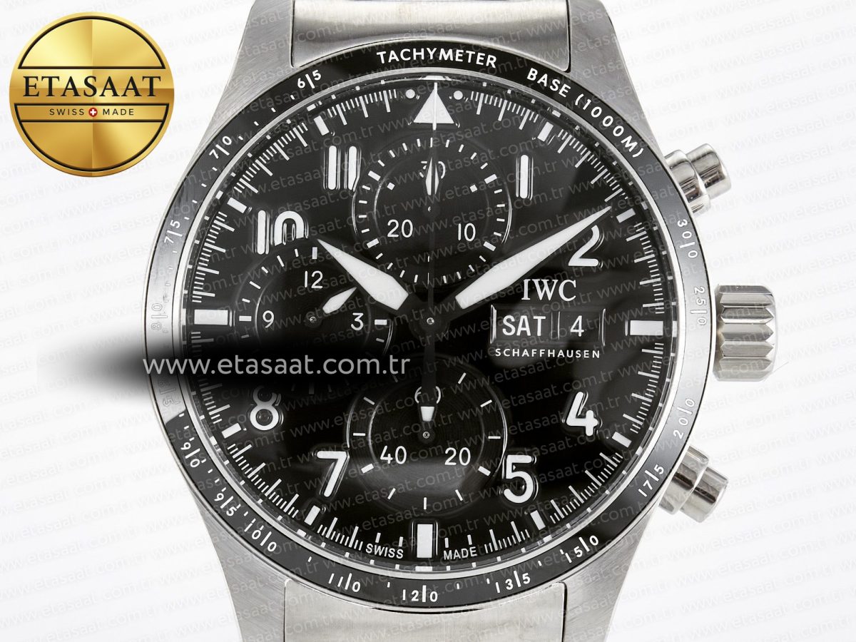 Pilot’s Watch IW388307 BLSF 1:1 Best Edition Performance Chronograph 41mm Mercedes-AMG F1 Team SS Black Dial On Stainless steel bracelet A7750 to 69385 - Görsel 4