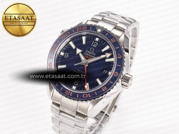 Planet Ocean 600M Co-Axial GMT 43.5mm VSF 1:1 Best Edition Blue Dial Blue Ceramic Bezel on SS Bracelet A8605 Super Clone