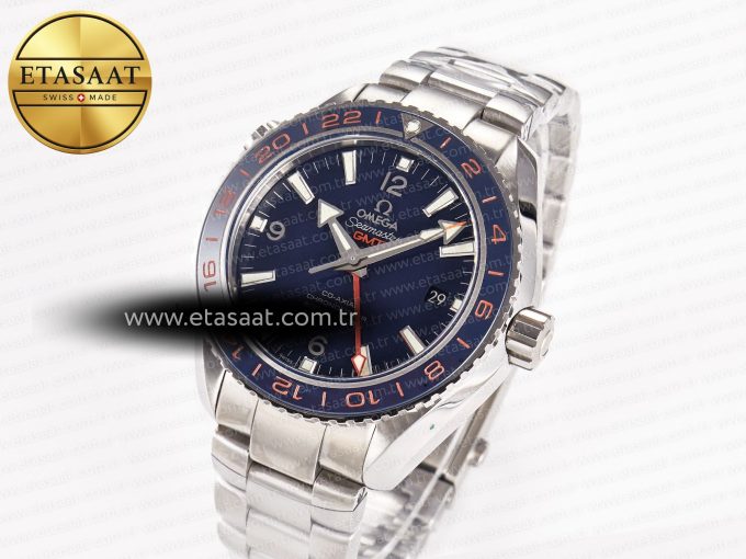 Planet Ocean 600M Co-Axial GMT 43.5mm VSF 1:1 Best Edition Blue Dial Blue Ceramic Bezel on SS Bracelet A8605 Super Clone - Görsel 1