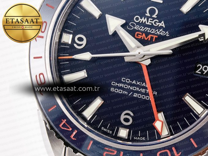 Planet Ocean 600M Co-Axial GMT 43.5mm VSF 1:1 Best Edition Blue Dial Blue Ceramic Bezel on SS Bracelet A8605 Super Clone - Görsel 10