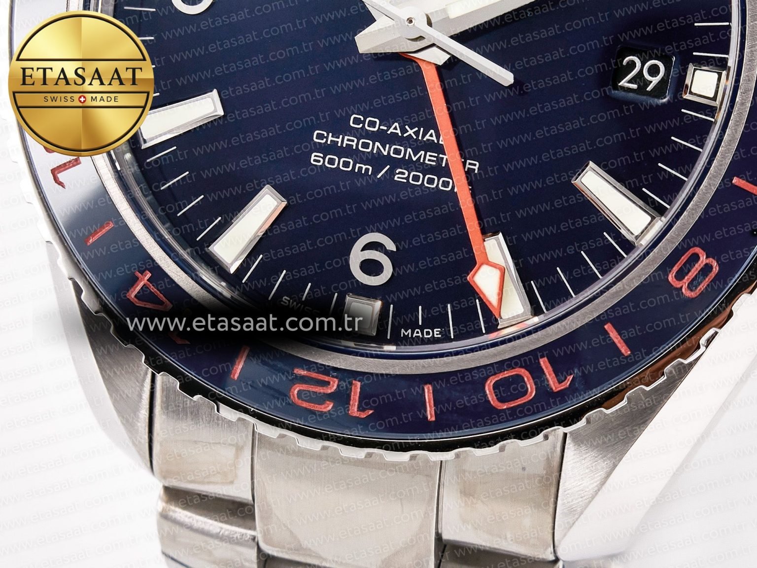 Planet Ocean 600M Co-Axial GMT 43.5mm VSF 1:1 Best Edition Blue Dial Blue Ceramic Bezel on SS Bracelet A8605 Super Clone - Görsel 13