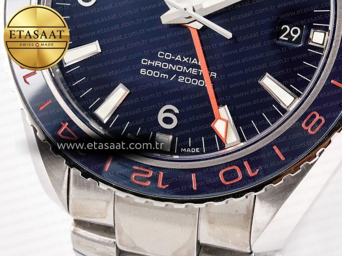 Planet Ocean 600M Co-Axial GMT 43.5mm VSF 1:1 Best Edition Blue Dial Blue Ceramic Bezel on SS Bracelet A8605 Super Clone - Görsel 13