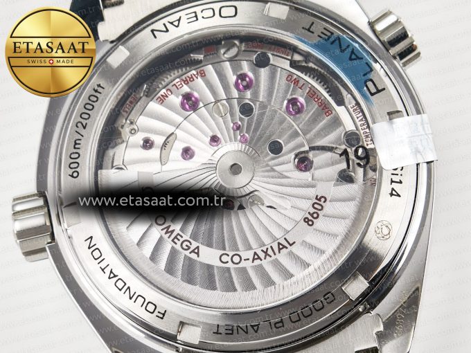 Planet Ocean 600M Co-Axial GMT 43.5mm VSF 1:1 Best Edition Blue Dial Blue Ceramic Bezel on SS Bracelet A8605 Super Clone - Görsel 18