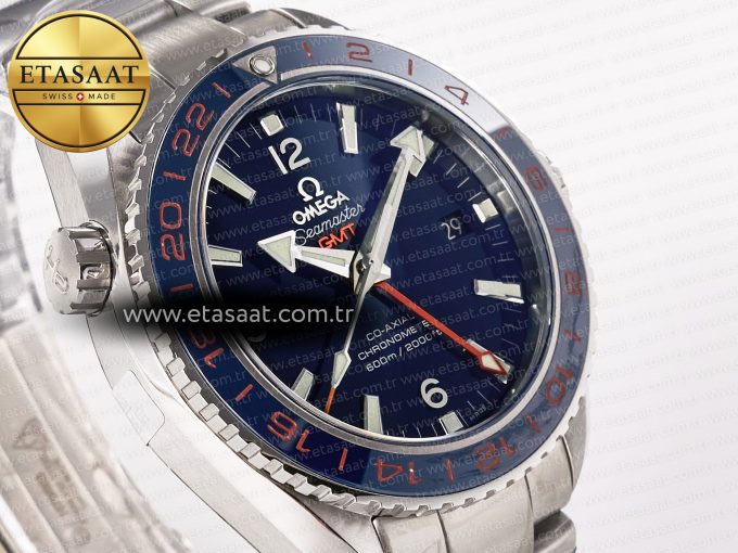 Planet Ocean 600M Co-Axial GMT 43.5mm VSF 1:1 Best Edition Blue Dial Blue Ceramic Bezel on SS Bracelet A8605 Super Clone - Görsel 5