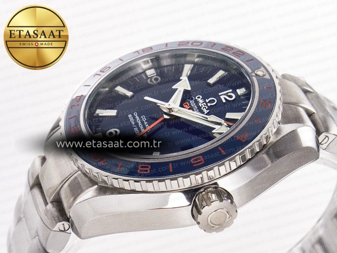 Planet Ocean 600M Co-Axial GMT 43.5mm VSF 1:1 Best Edition Blue Dial Blue Ceramic Bezel on SS Bracelet A8605 Super Clone - Görsel 6