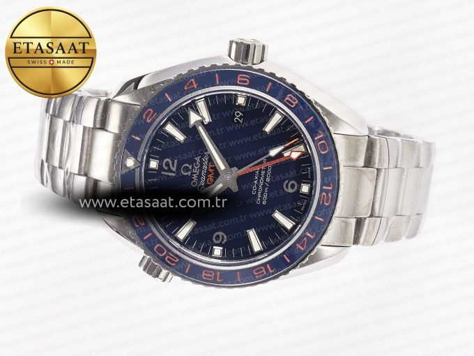Planet Ocean 600M Co-Axial GMT 43.5mm VSF 1:1 Best Edition Blue Dial Blue Ceramic Bezel on SS Bracelet A8605 Super Clone - Görsel 9