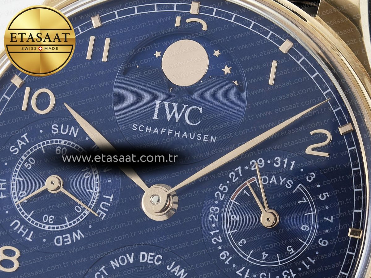 Portugieser Perpetual Calendar RG 5033 APSF 1:1 Best Edition Blue Dial on Blue Leather Strap A52610 Clone - Görsel 10
