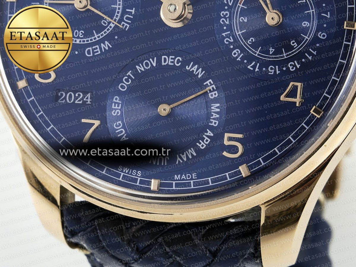 Portugieser Perpetual Calendar RG 5033 APSF 1:1 Best Edition Blue Dial on Blue Leather Strap A52610 Clone - Görsel 12
