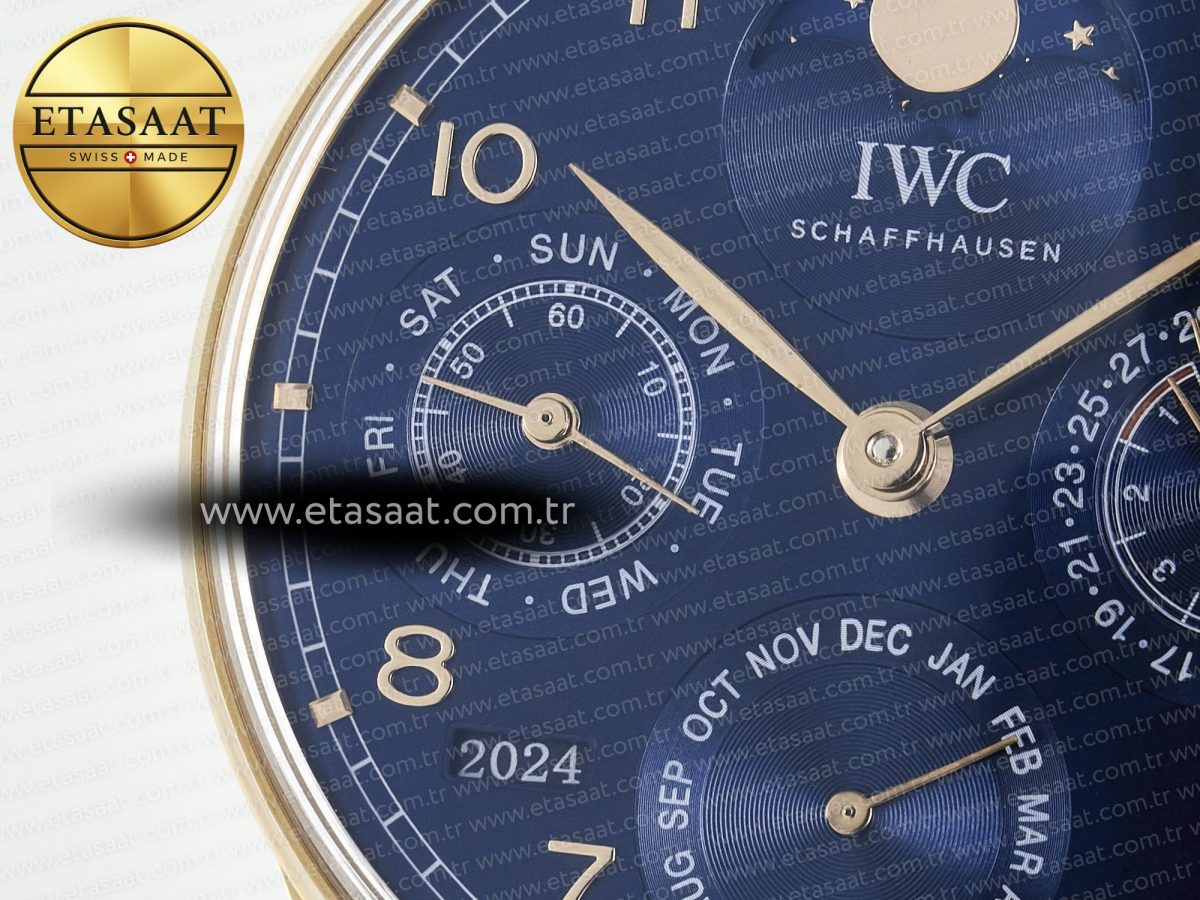 Portugieser Perpetual Calendar RG 5033 APSF 1:1 Best Edition Blue Dial on Blue Leather Strap A52610 Clone - Görsel 13