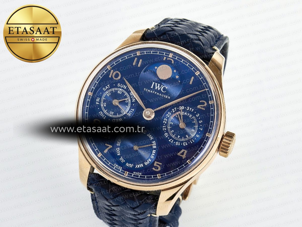 Portugieser Perpetual Calendar RG 5033 APSF 1:1 Best Edition Blue Dial on Blue Leather Strap A52610 Clone - Görsel 2