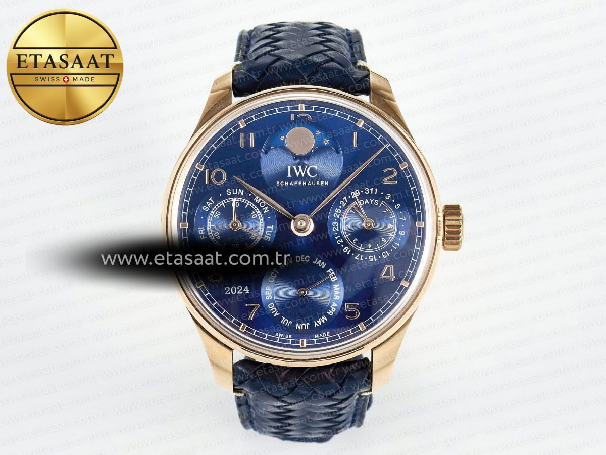 Portugieser Perpetual Calendar RG 5033 APSF 1:1 Best Edition Blue Dial on Blue Leather Strap A52610 Clone - Görsel 3