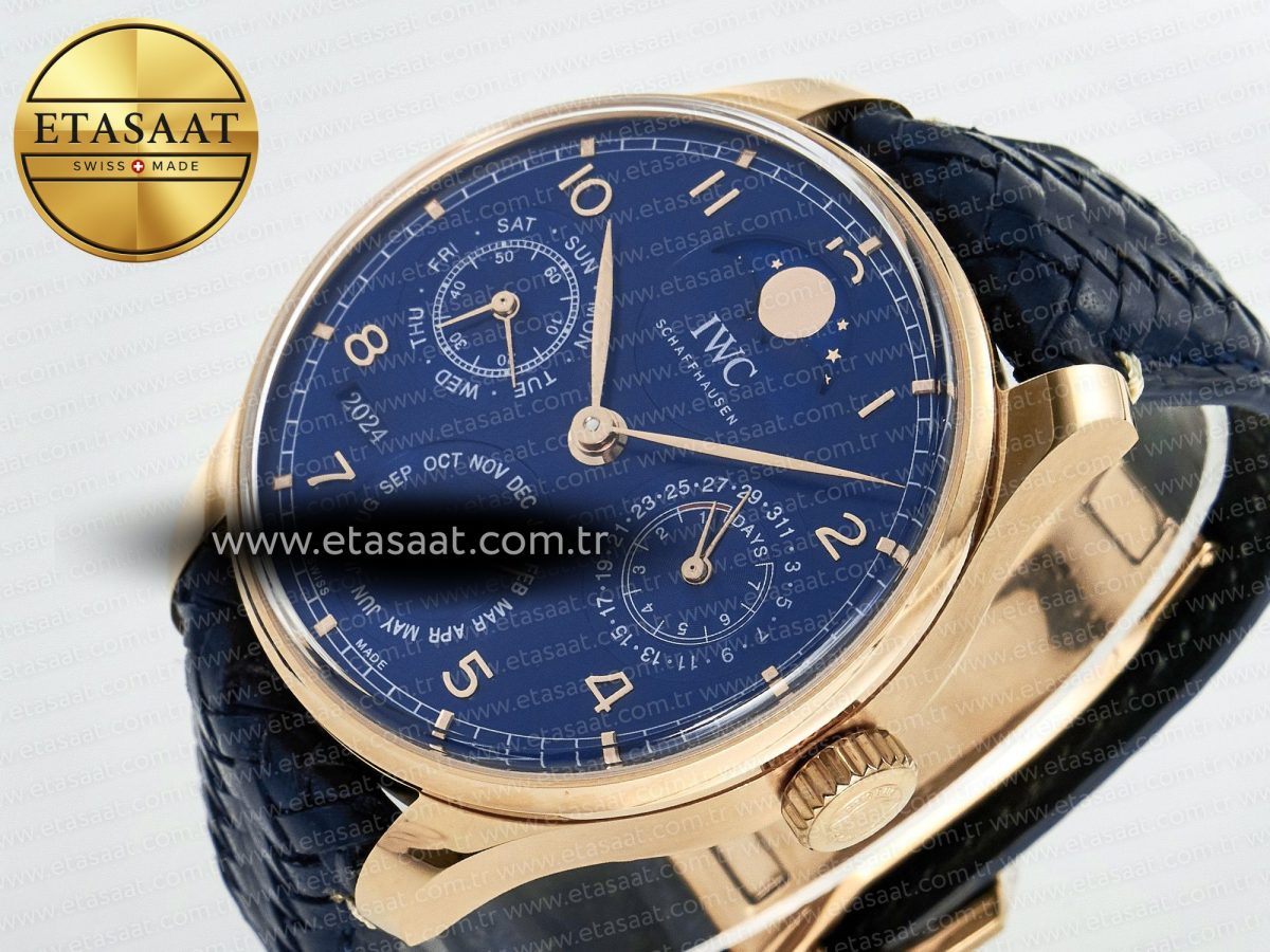 Portugieser Perpetual Calendar RG 5033 APSF 1:1 Best Edition Blue Dial on Blue Leather Strap A52610 Clone - Görsel 6