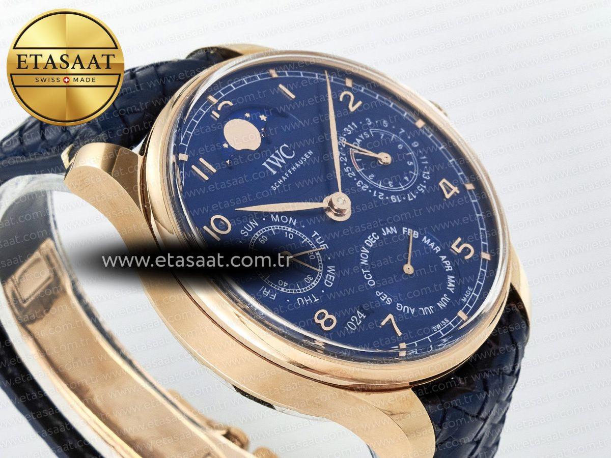 Portugieser Perpetual Calendar RG 5033 APSF 1:1 Best Edition Blue Dial on Blue Leather Strap A52610 Clone - Görsel 7