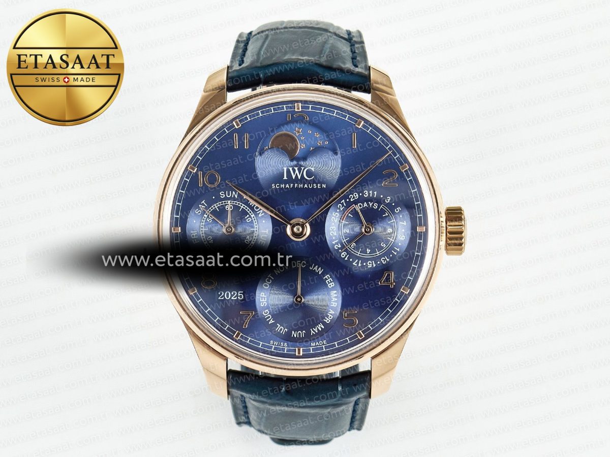 Portugieser Perpetual Calendar RG 5033 APSF 1:1 Best Edition Blue Dial on Blue Leather Strap Style 2 A52610 Clone - Görsel 3