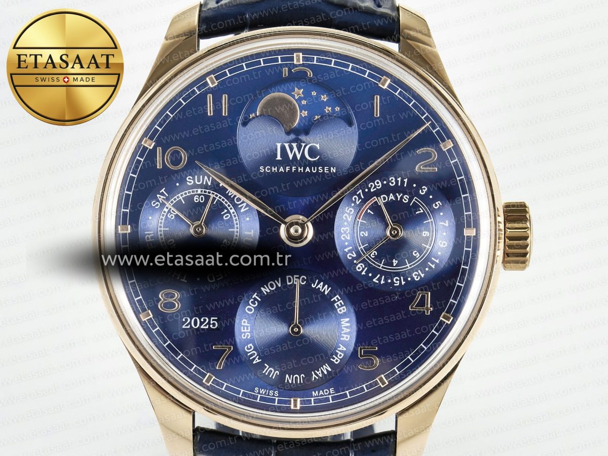 Portugieser Perpetual Calendar RG 5033 APSF 1:1 Best Edition Blue Dial on Blue Leather Strap Style 2 A52610 Clone - Görsel 4