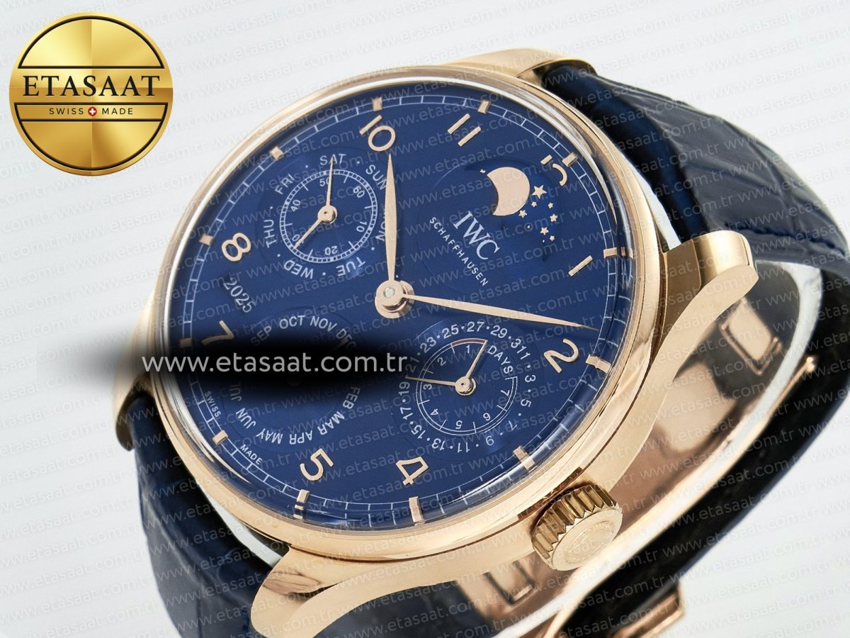 Portugieser Perpetual Calendar RG 5033 APSF 1:1 Best Edition Blue Dial on Blue Leather Strap Style 2 A52610 Clone - Görsel 6