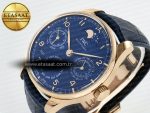 Portugieser Perpetual Calendar RG 5033 APSF 1:1 Best Edition Blue Dial on Blue Leather Strap Style 2 A52610 Clone - Görsel 6