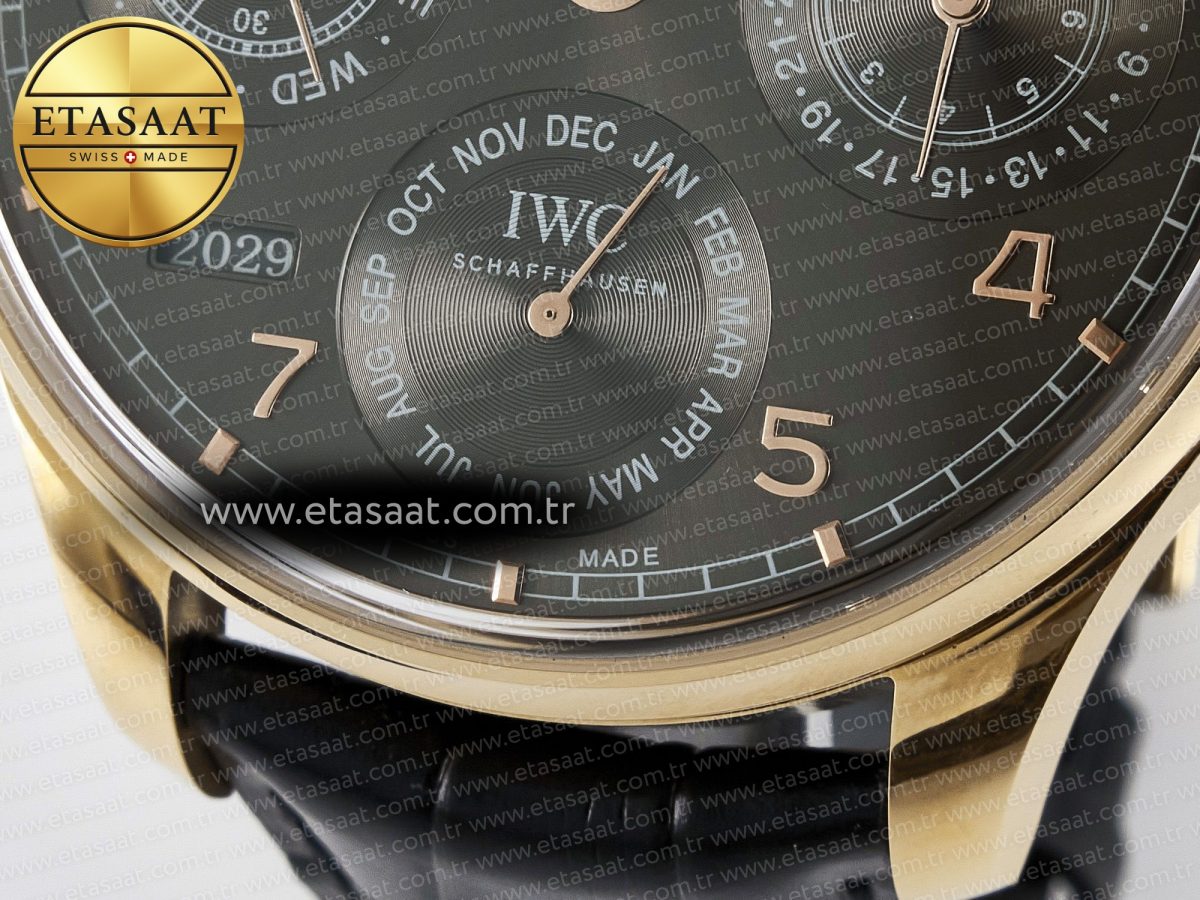 Portugieser Perpetual Calendar RG 5033 APSF 1:1 Best Edition Gray Dial on Black Leather Strap A52610 Clone - Görsel 12