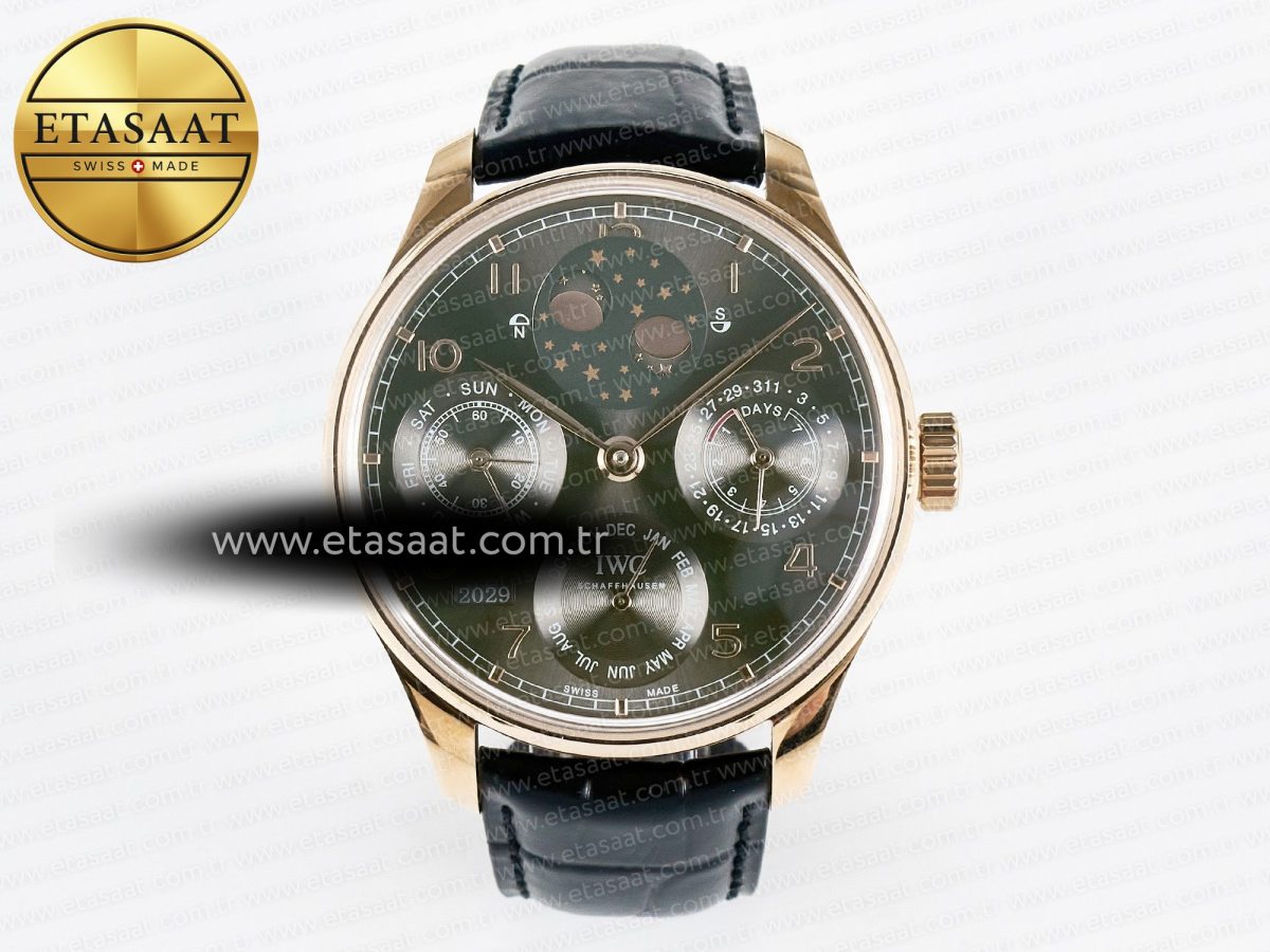 Portugieser Perpetual Calendar RG 5033 APSF 1:1 Best Edition Gray Dial on Black Leather Strap A52610 Clone - Görsel 3