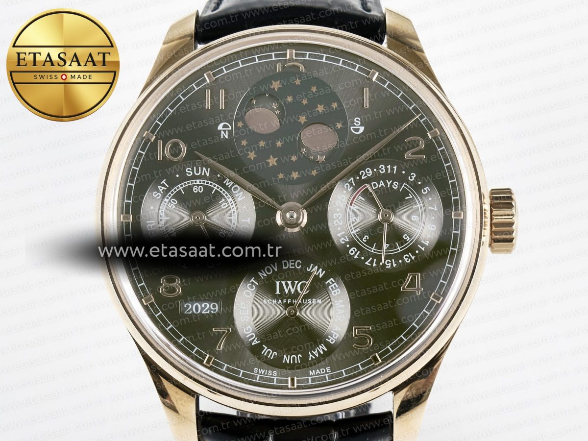 Portugieser Perpetual Calendar RG 5033 APSF 1:1 Best Edition Gray Dial on Black Leather Strap A52610 Clone - Görsel 4