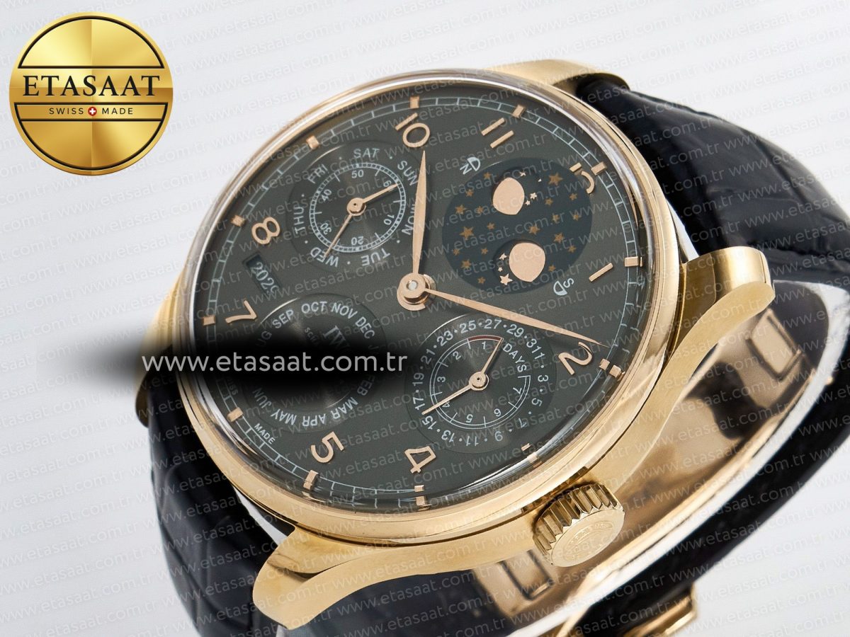 Portugieser Perpetual Calendar RG 5033 APSF 1:1 Best Edition Gray Dial on Black Leather Strap A52610 Clone - Görsel 6