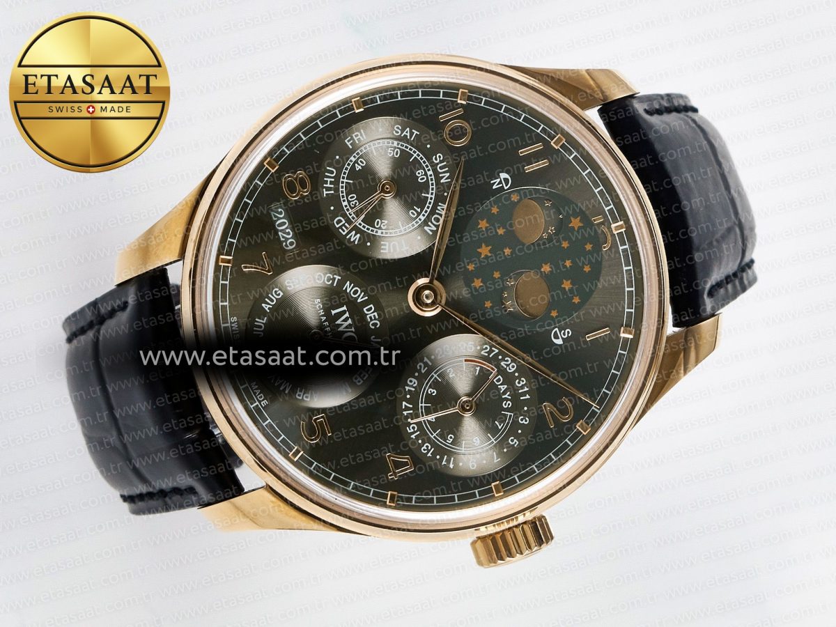 Portugieser Perpetual Calendar RG 5033 APSF 1:1 Best Edition Gray Dial on Black Leather Strap A52610 Clone - Görsel 8