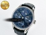 Portugieser Perpetual Calendar SS 5033 APSF 1:1 Best Edition Blue Dial on Black Leather Strap A52610 Clone