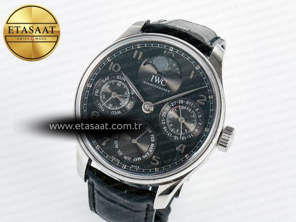 Portugieser Perpetual Calendar SS 5033 APSF 1:1 Best Edition Gray Dial on Black Leather Strap A52610 Clone