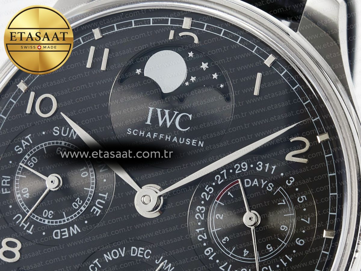 IWC Portugieser Perpetual Calendar SS 5033 Gray Dial on Black A52610 - Görsel 10