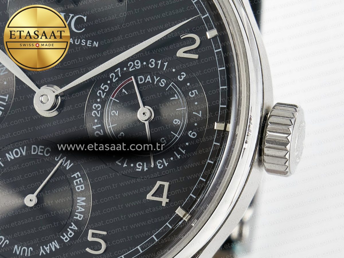 IWC Portugieser Perpetual Calendar SS 5033 Gray Dial on Black A52610 - Görsel 11