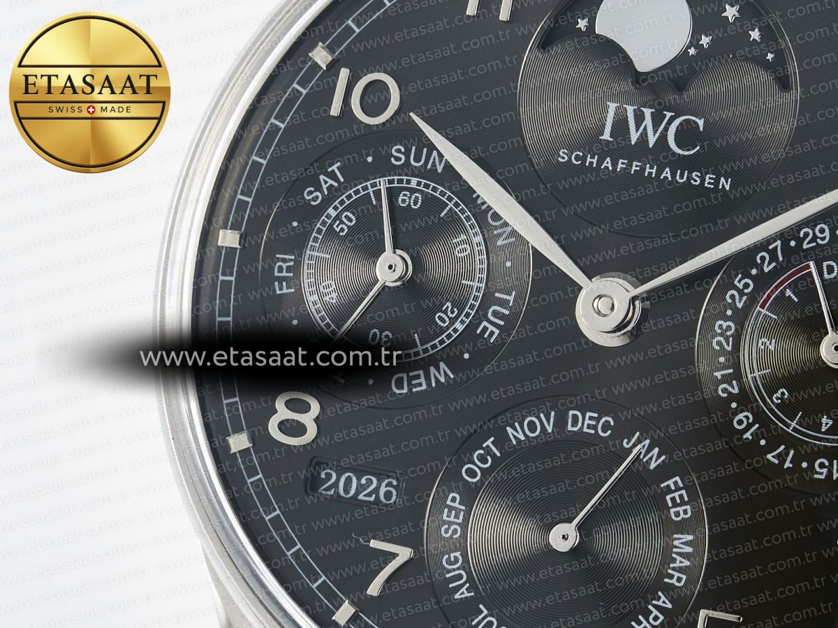 IWC Portugieser Perpetual Calendar SS 5033 Gray Dial on Black A52610 - Görsel 13