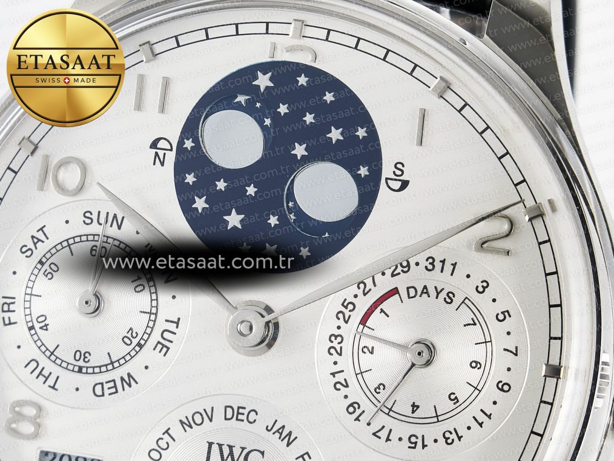 IWC Portugieser Perpetual Calendar SS 5033 White Dial on Black A52610 - Görsel 10