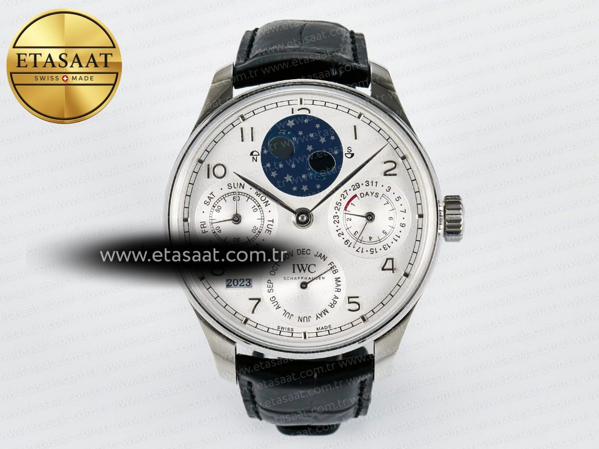 IWC Portugieser Perpetual Calendar SS 5033 White Dial on Black A52610 - Görsel 3