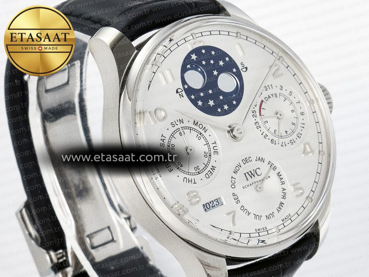 IWC Portugieser Perpetual Calendar SS 5033 White Dial on Black A52610 - Görsel 5