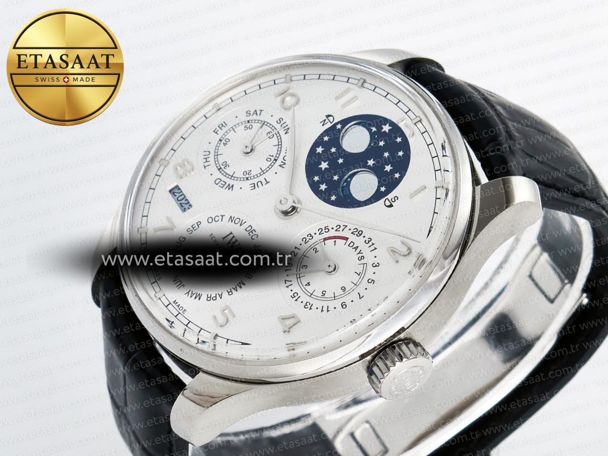 IWC Portugieser Perpetual Calendar SS 5033 White Dial on Black A52610 - Görsel 6