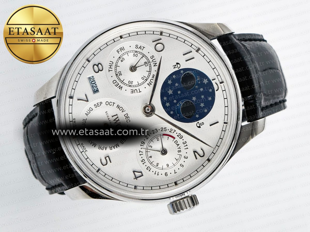 IWC Portugieser Perpetual Calendar SS 5033 White Dial on Black A52610 - Görsel 8