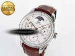 IWC Portugieser Perpetual Calendar SS 5033 White Dial on Brown A52610