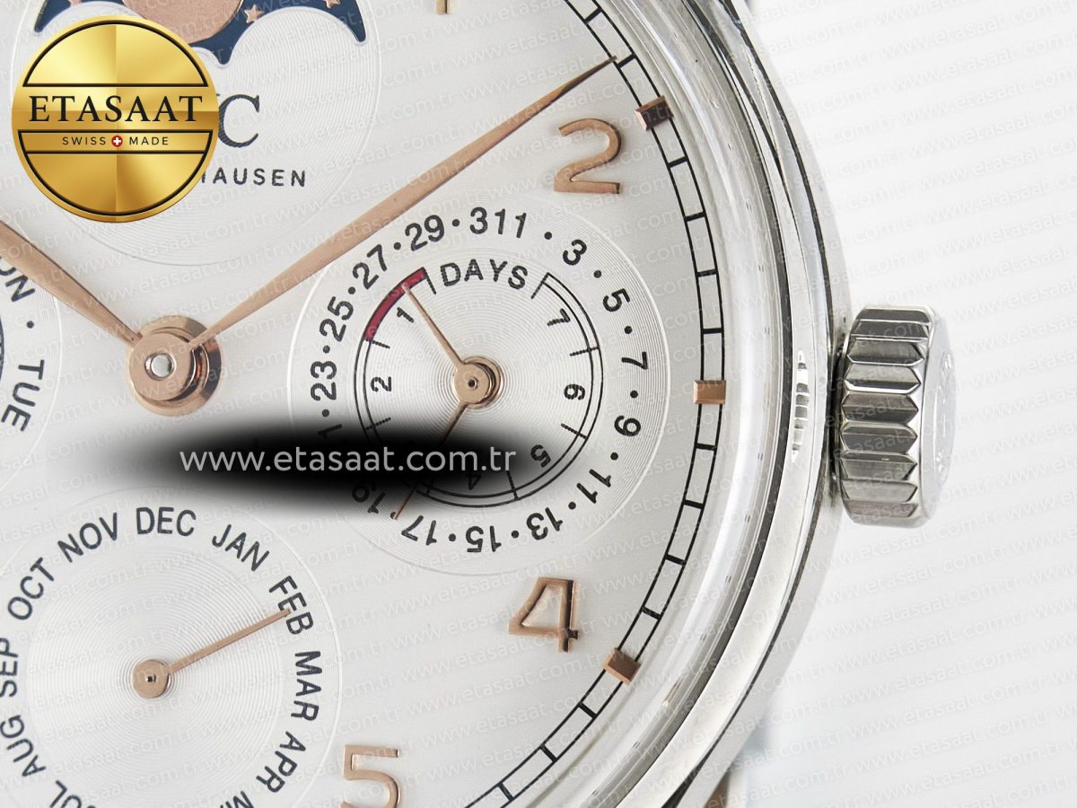 Portugieser Perpetual Calendar SS 5033 APSF 1:1 Best Edition White Dial on Brown Leather Strap A52610 Clone - Görsel 10