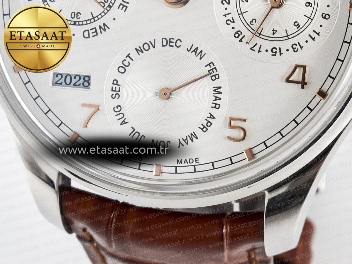 Portugieser Perpetual Calendar SS 5033 APSF 1:1 Best Edition White Dial on Brown Leather Strap A52610 Clone - Görsel 11
