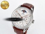 Portugieser Perpetual Calendar SS 5033 APSF 1:1 Best Edition White Dial on Brown Leather Strap A52610 Clone - Görsel 2
