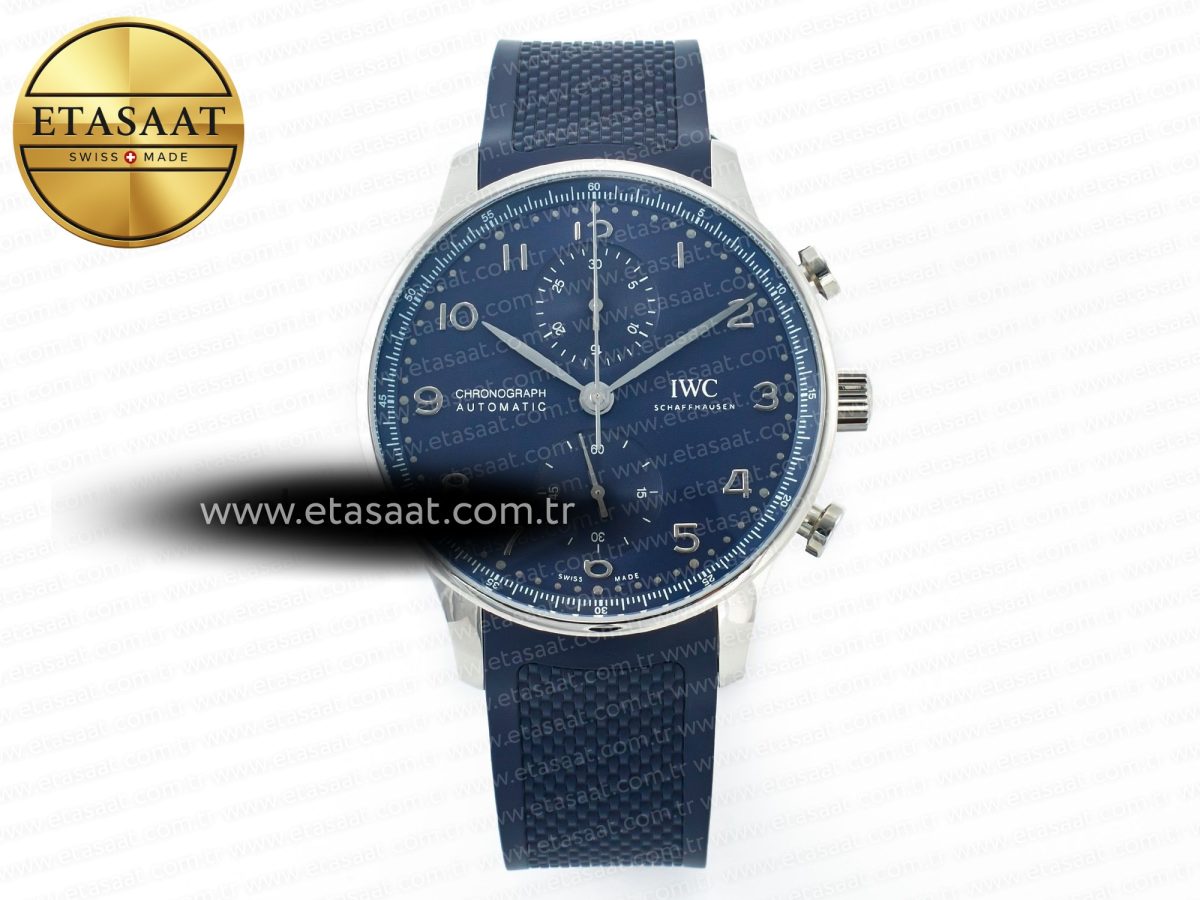 Portuguese Chrono IW3716 Z+F 1:1 Best Edition Blue Dial on Blue Rubber Strap A69355 - Görsel 3