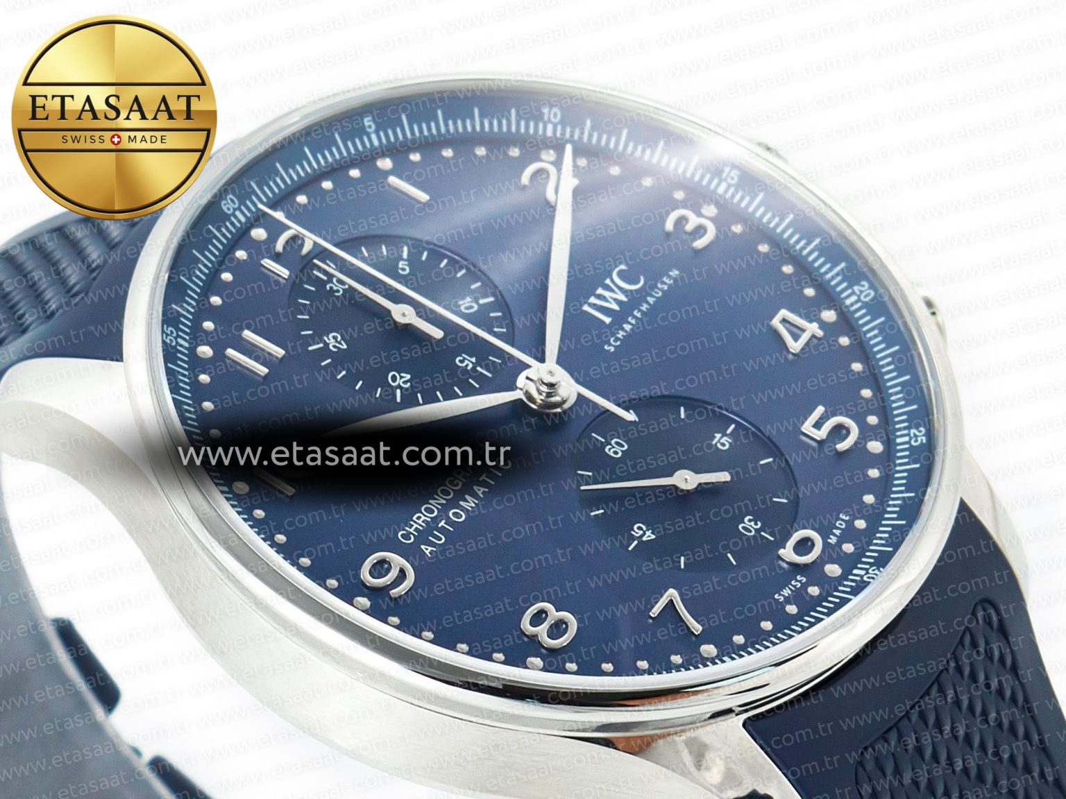 Portuguese Chrono IW3716 Z+F 1:1 Best Edition Blue Dial on Blue Rubber Strap A69355 - Görsel 5