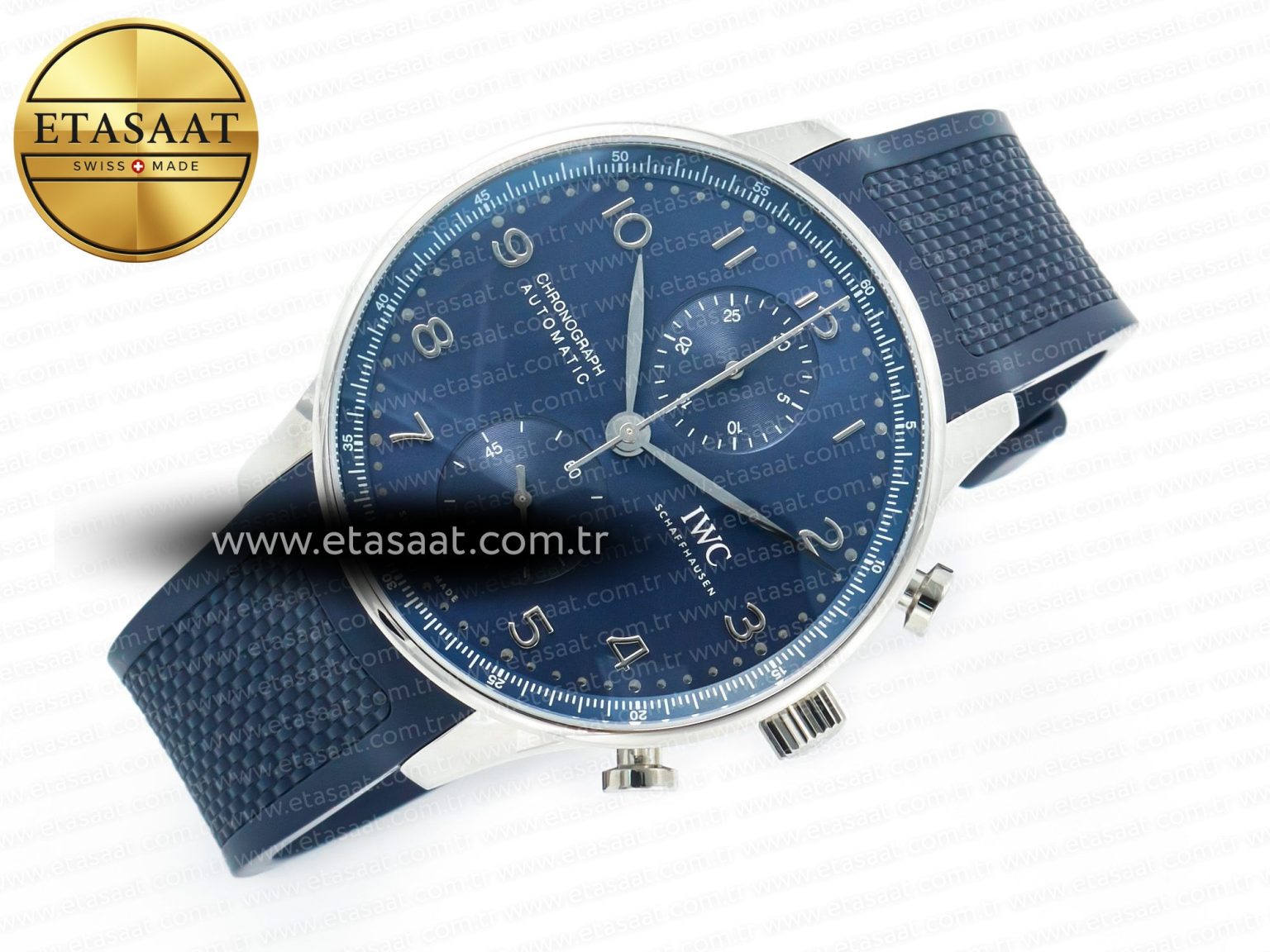 Portuguese Chrono IW3716 Z+F 1:1 Best Edition Blue Dial on Blue Rubber Strap A69355 - Görsel 8
