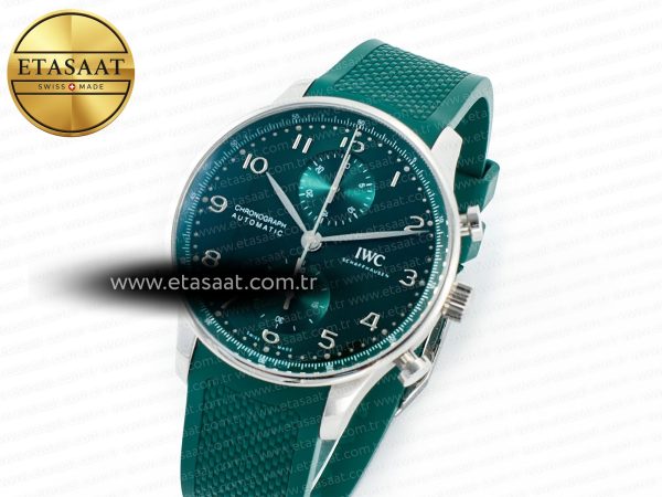Portuguese Chrono IW3716 Z+F 1:1 Best Edition Green Dial on Green Rubber Strap A69355