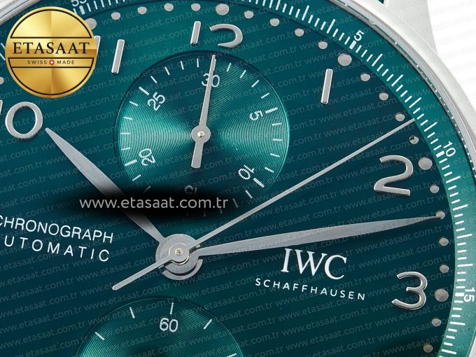 Portuguese Chrono IW3716 Z+F 1:1 Best Edition Green Dial on Green Rubber Strap A69355 - Görsel 10