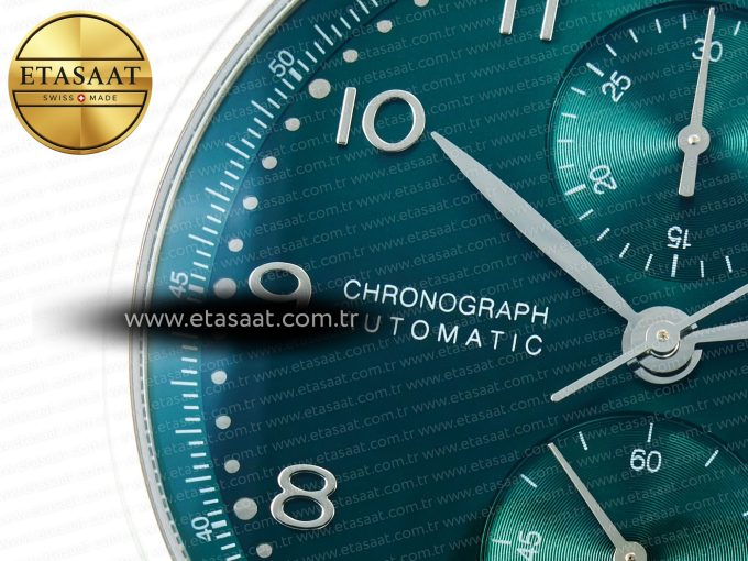 Portuguese Chrono IW3716 Z+F 1:1 Best Edition Green Dial on Green Rubber Strap A69355 - Görsel 11