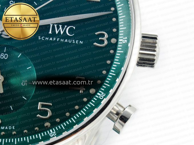 Portuguese Chrono IW3716 Z+F 1:1 Best Edition Green Dial on Green Rubber Strap A69355 - Görsel 12