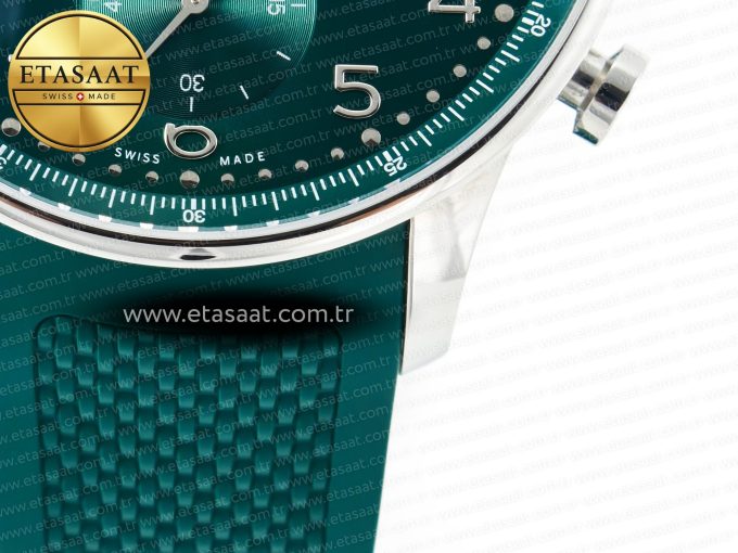 Portuguese Chrono IW3716 Z+F 1:1 Best Edition Green Dial on Green Rubber Strap A69355 - Görsel 14