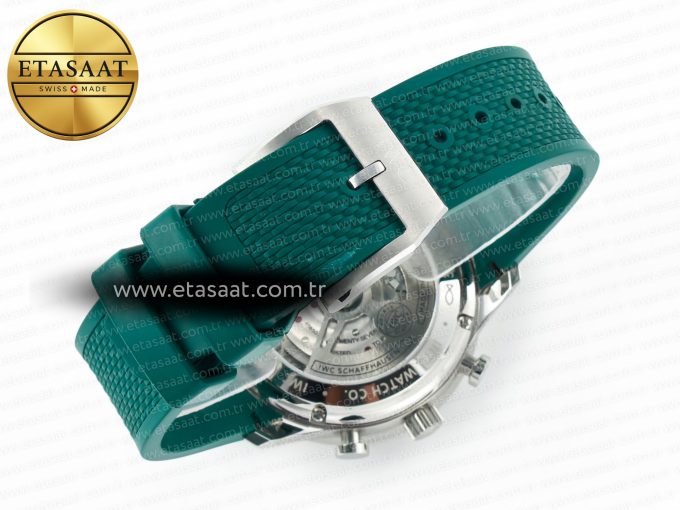 Portuguese Chrono IW3716 Z+F 1:1 Best Edition Green Dial on Green Rubber Strap A69355 - Görsel 17